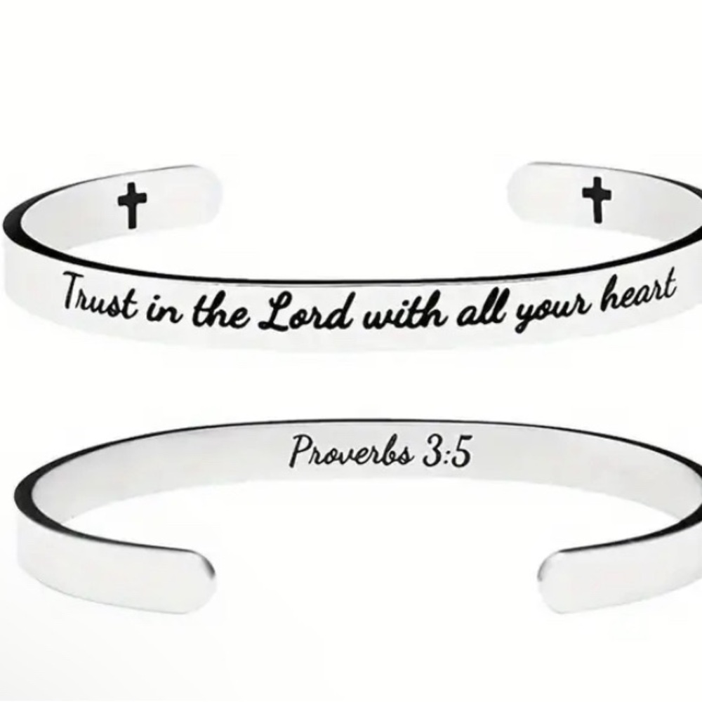 Inspirational Silver Cuff Bracelet